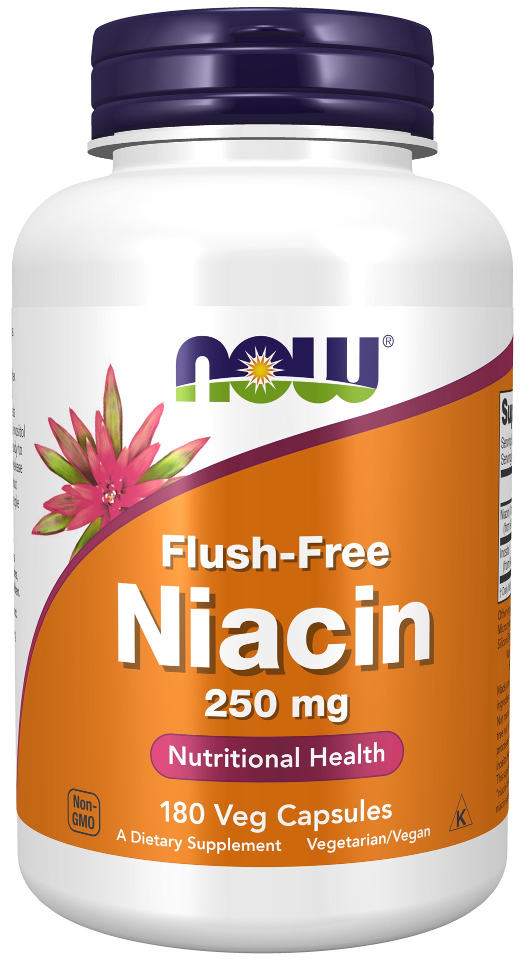 slide 1 of 4, NOW Flush-Free Niacin 250 mg - 180 Veg Capsules, 180 ct