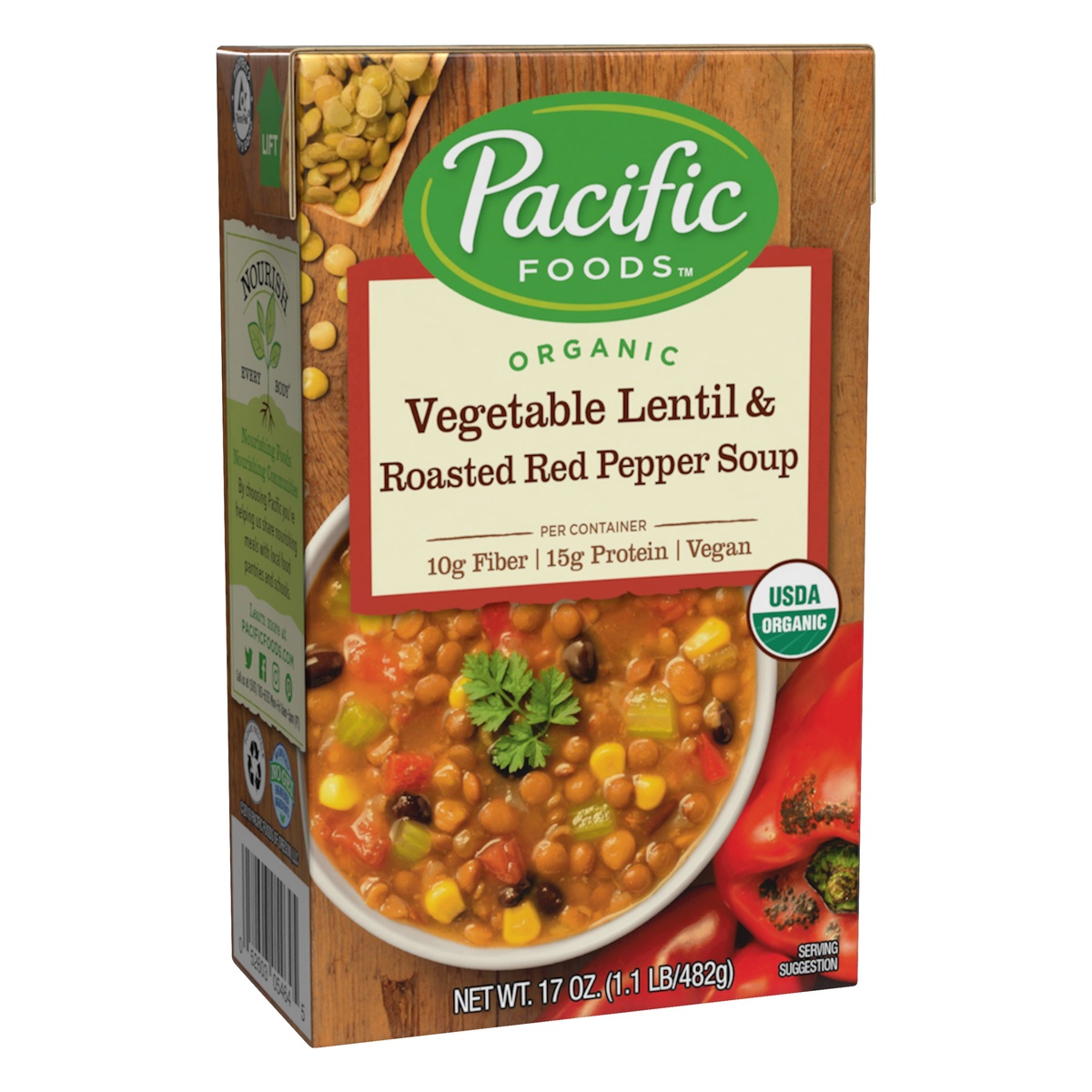 slide 2 of 9, Pacific Foods Organic Vegetable Lentil & Roasted Red Pepper Soup, 17 oz