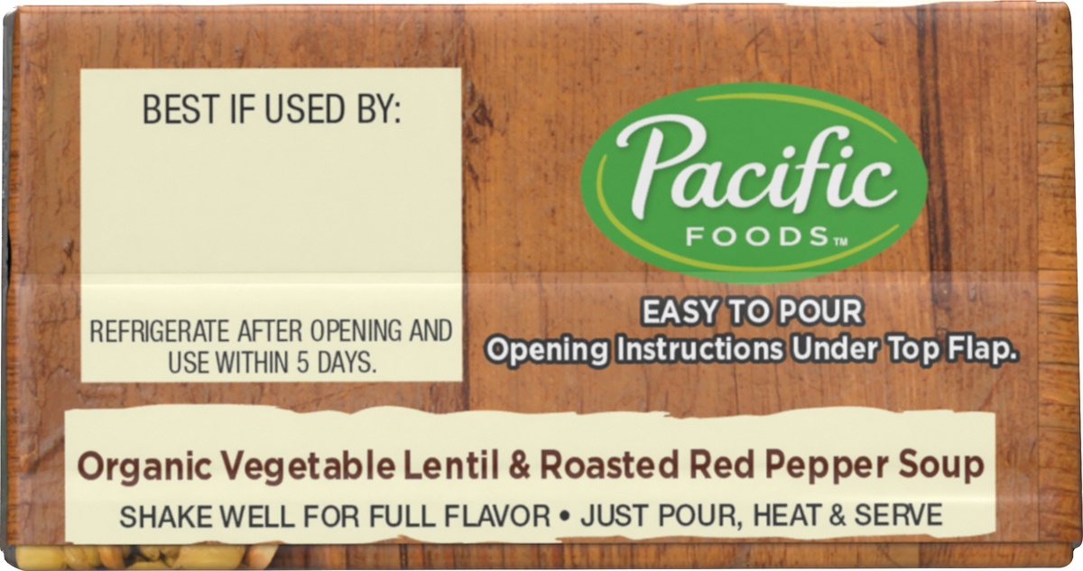 slide 6 of 9, Pacific Foods Organic Vegetable Lentil & Roasted Red Pepper Soup, 17 oz