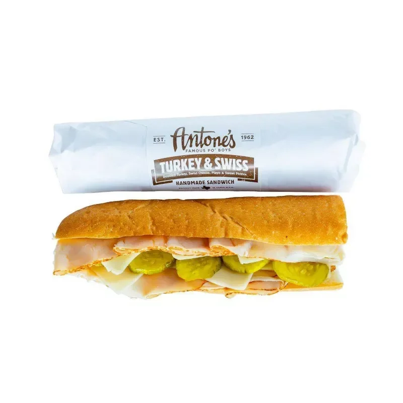 slide 1 of 4, Antone's Turkey & Swiss Po-Boy Sandwich, 6.5 oz
