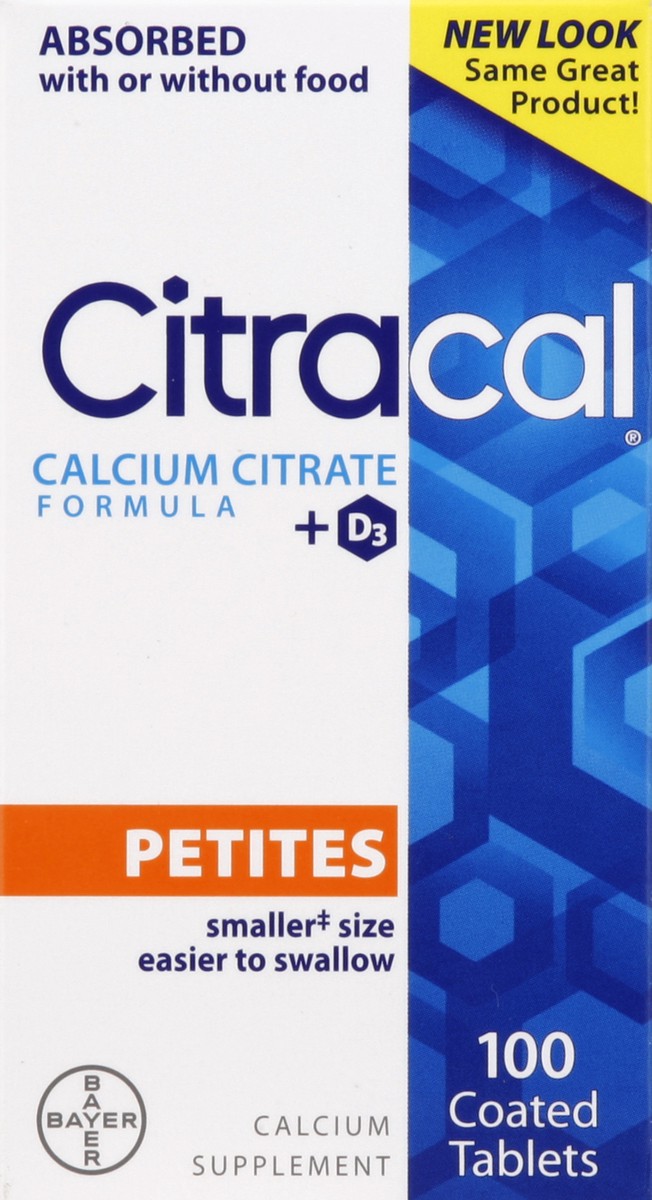 slide 5 of 5, Citracal Petites +D3 Calcium Citrate Coated Caplets 100 ea, 100 ct