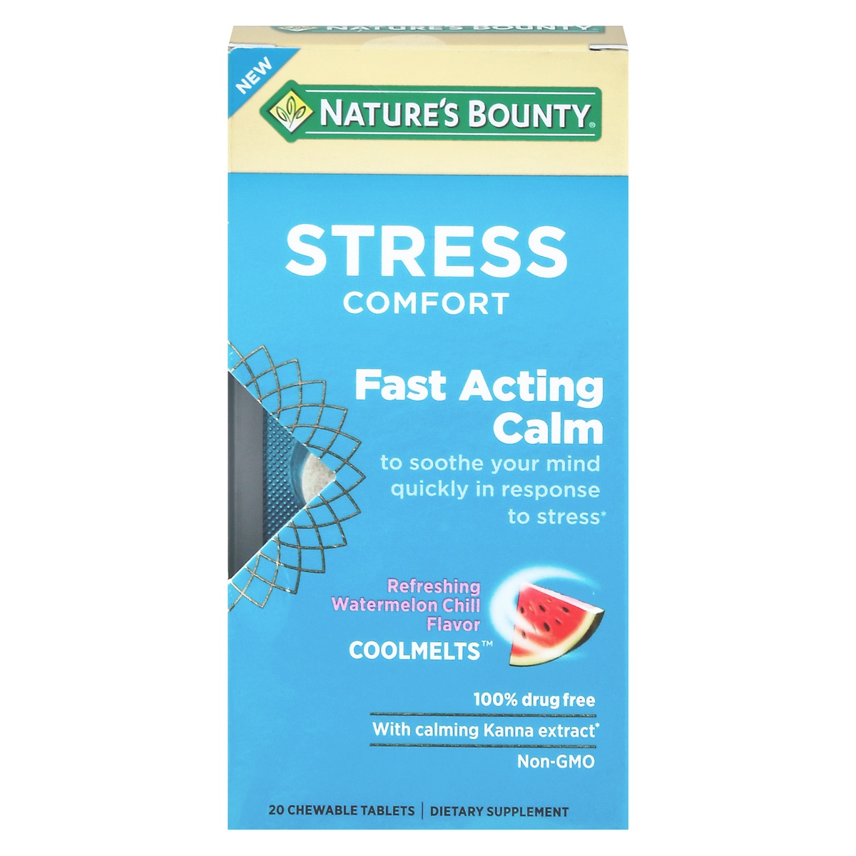 slide 1 of 1, Nature's Bounty Stress Comfort Fast Acting Calm Coolmelts, Refreshing Watermelon Chill, 10 ct