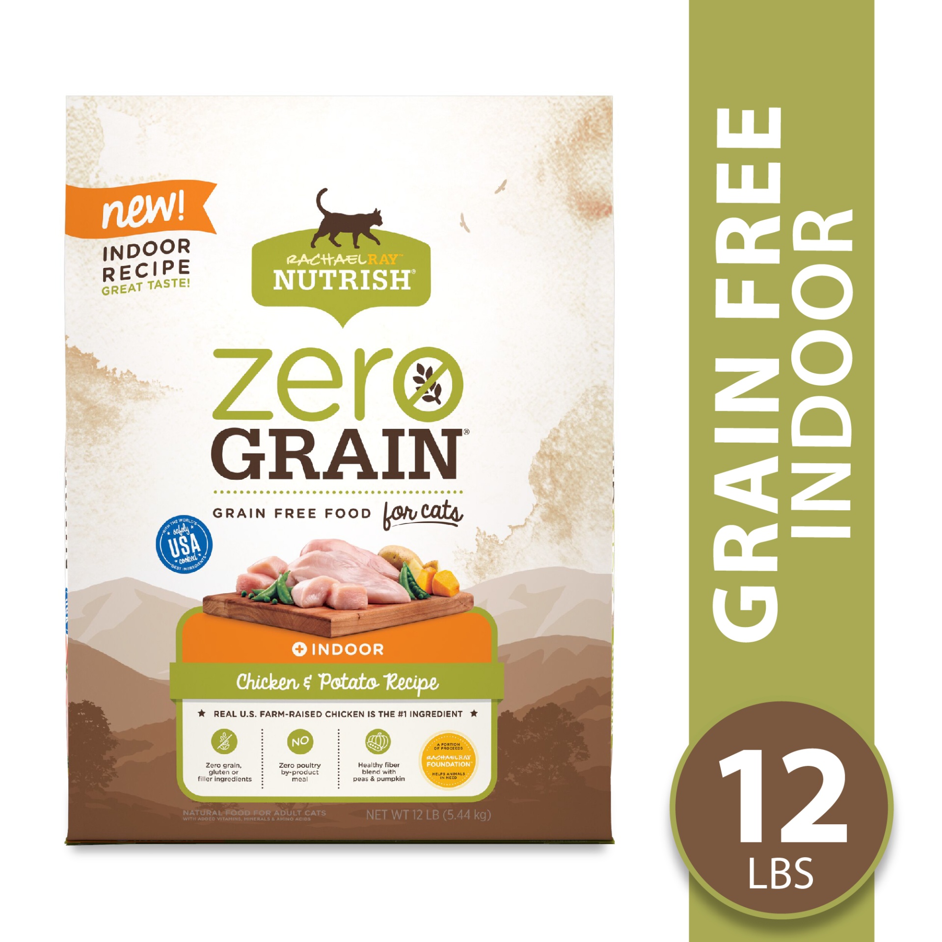slide 1 of 1, Rachael Ray Nutrish Zero Grain Natural Chicken & Potato - Dry Cat Food, 12 lb