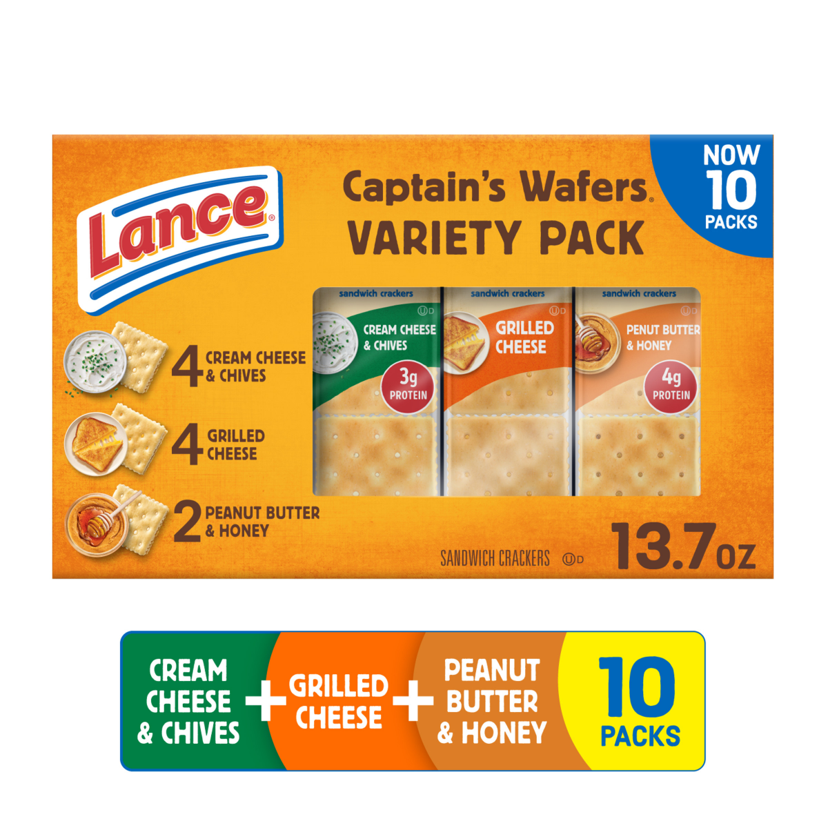 slide 1 of 25, Lance Captain's Wafers Sandwich Crackers Variety, 13.700 oz