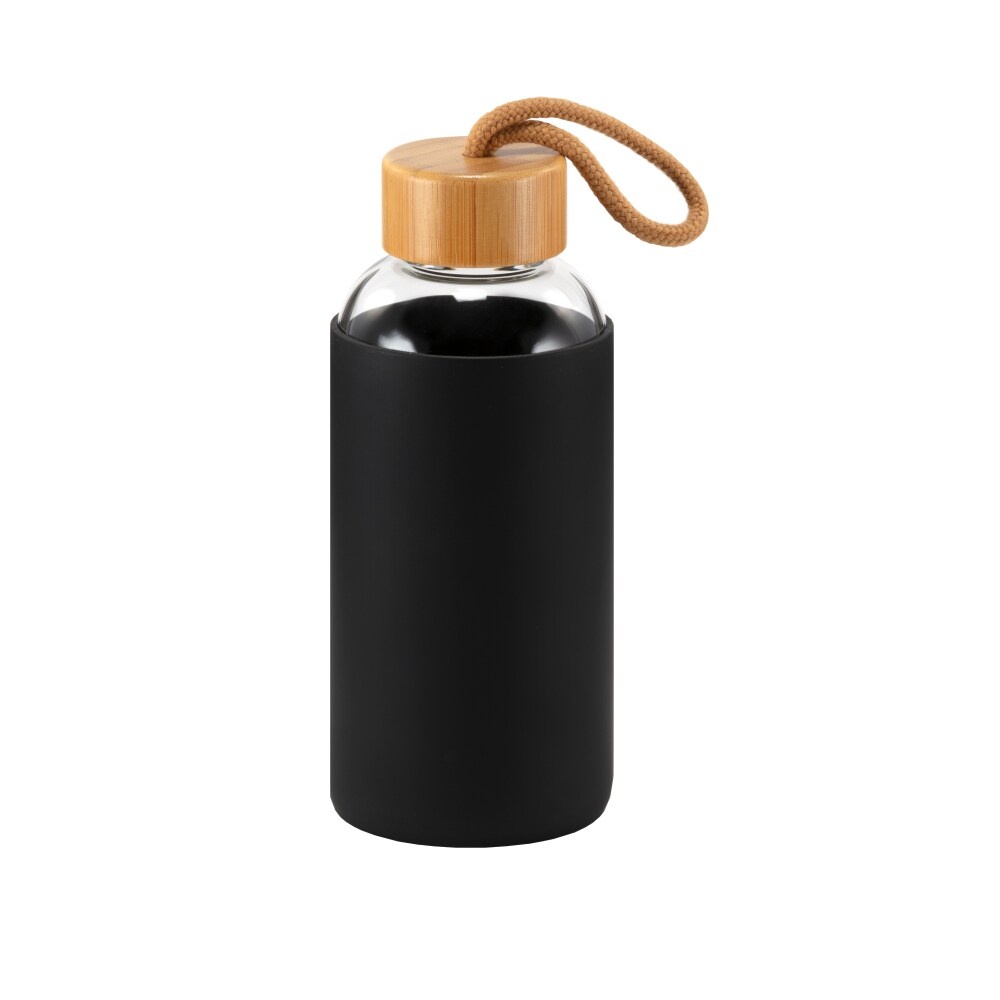 slide 1 of 1, Hd Designs Outdoors Glass Bottle With Bamboo Lid - Jet Black, 18 oz