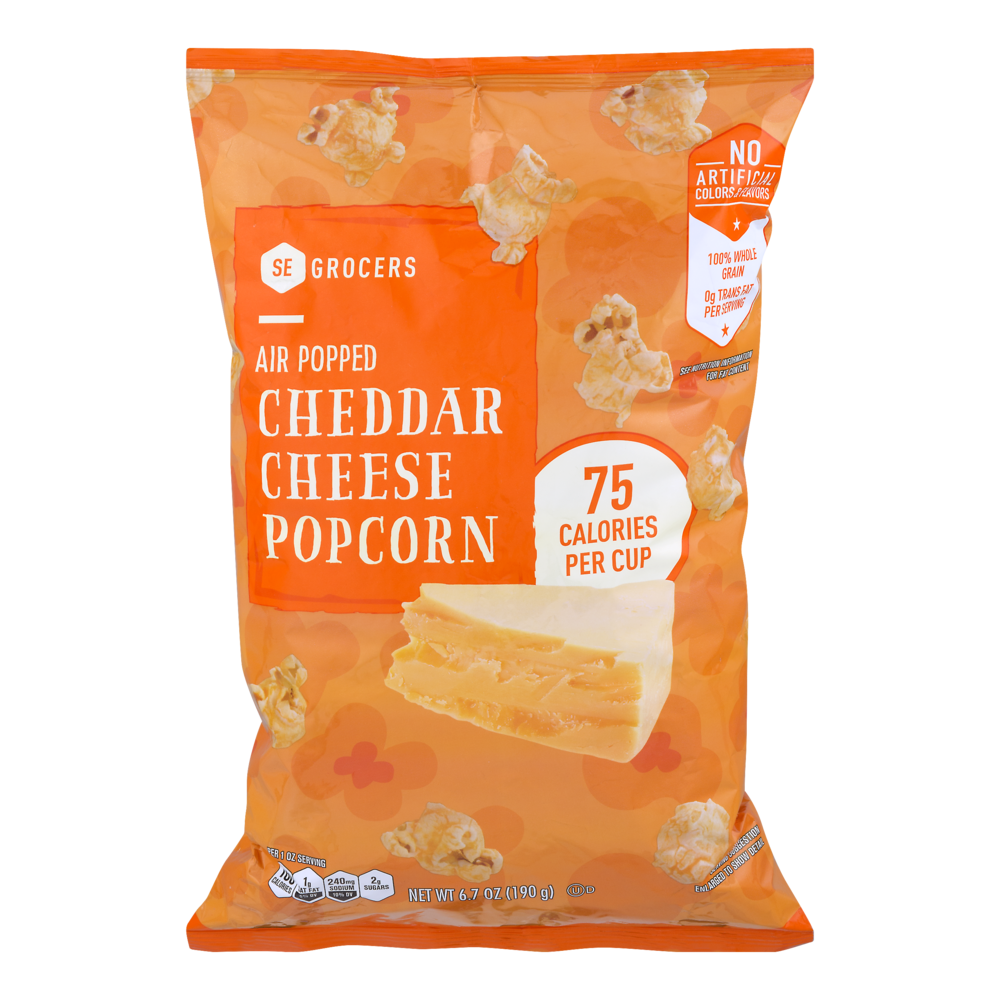 slide 1 of 1, SE Grocers Popcorn Air Popped Cheddar Cheese, 6.7 oz