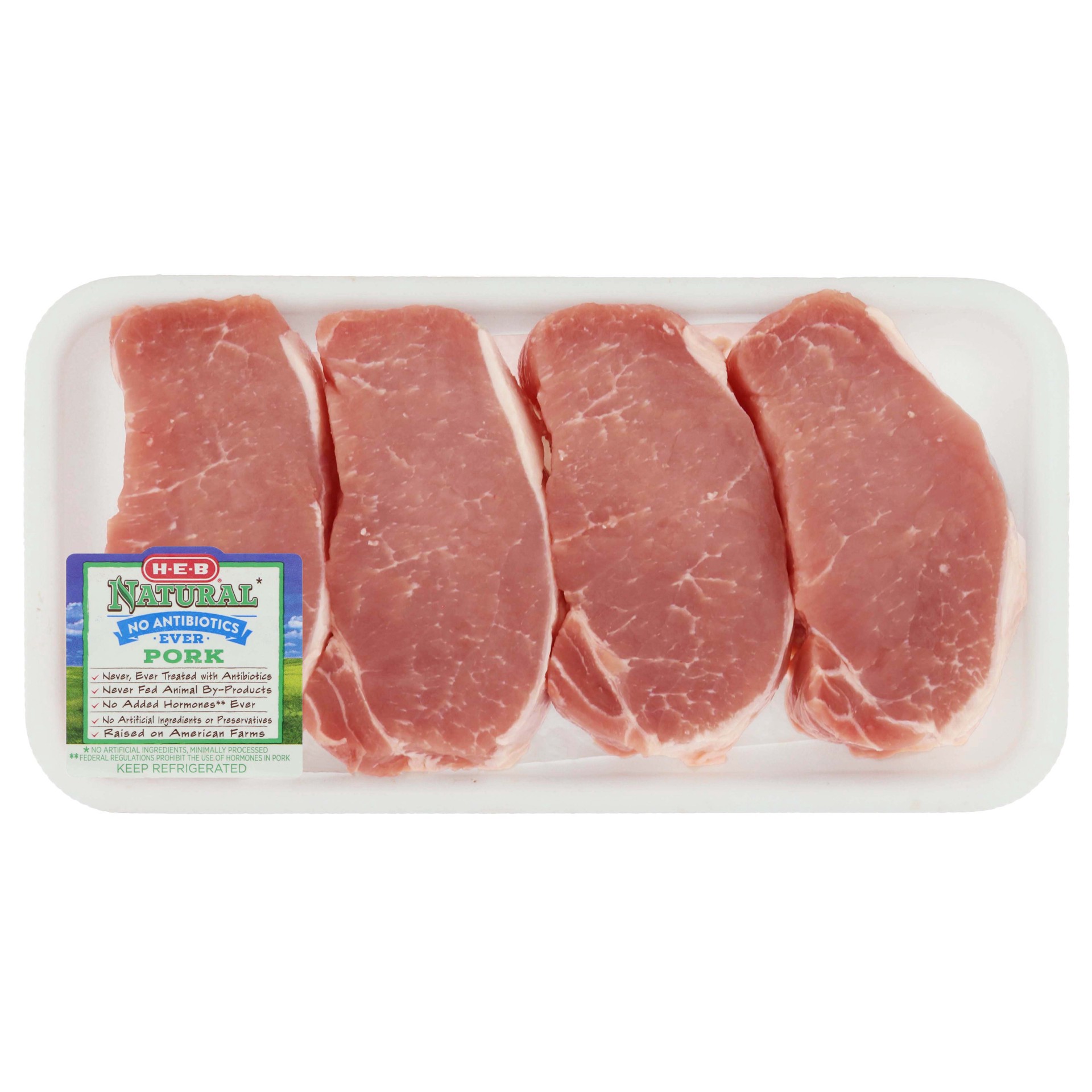 slide 1 of 1, H-E-B Natural Pork Center Loin Chop Boneless Extra Thick, 1 ct