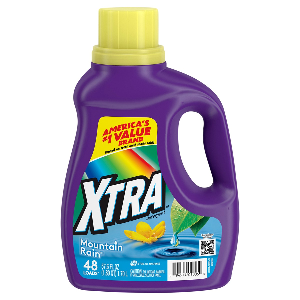 slide 1 of 1, Xtra Mountain Rain Liquid Laundry Detergent, 48 Loads, 57.6 fl oz, 57.6 oz