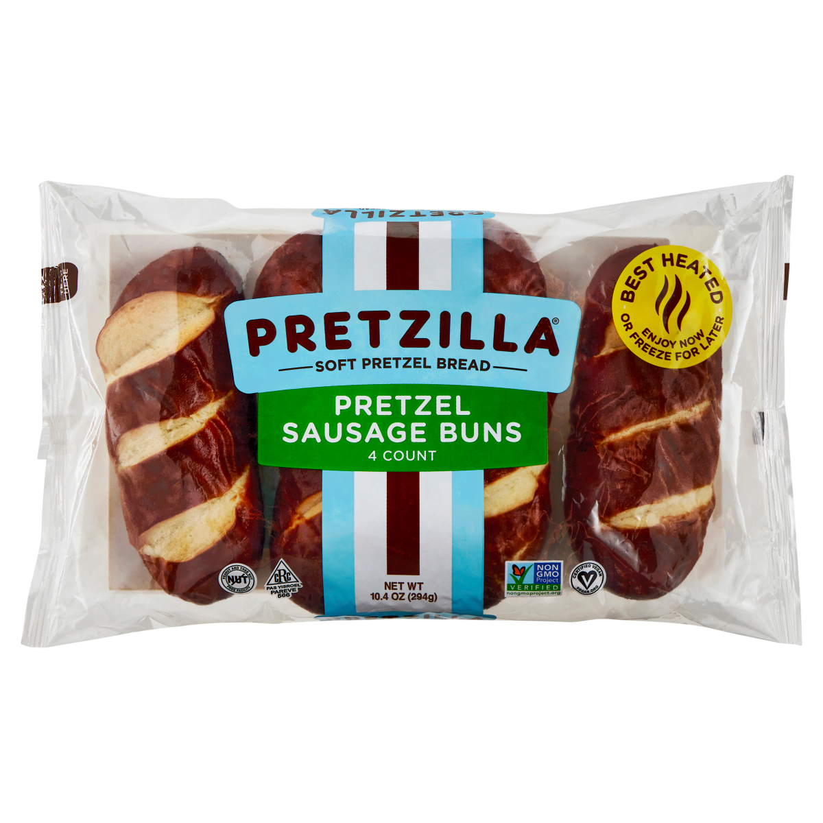 slide 1 of 9, Pretzilla Soft Pretzel Sausage Buns, 10.4 oz