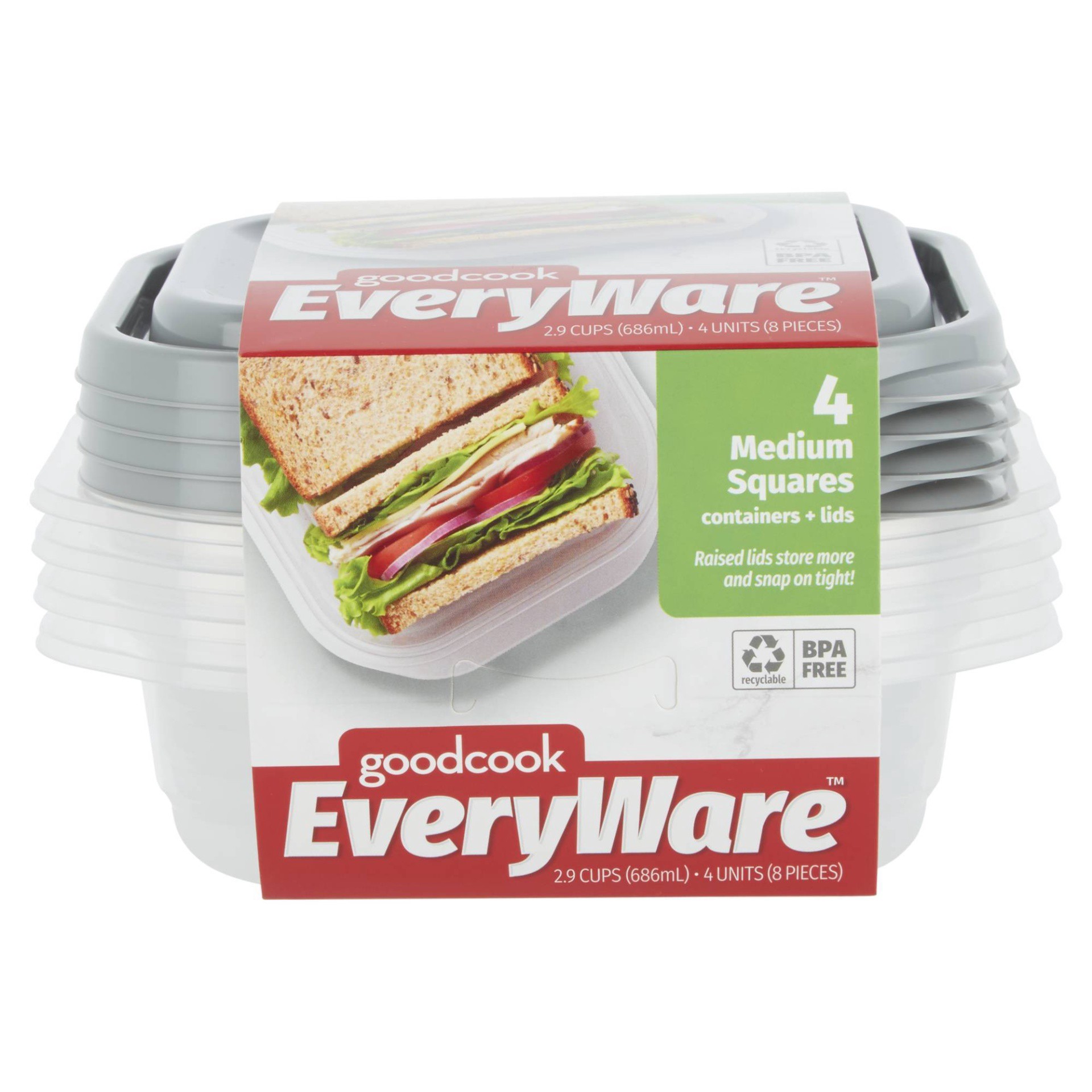 slide 1 of 6, Good Cook Goodcook Everyware Medium Square Container Set, 4 ct