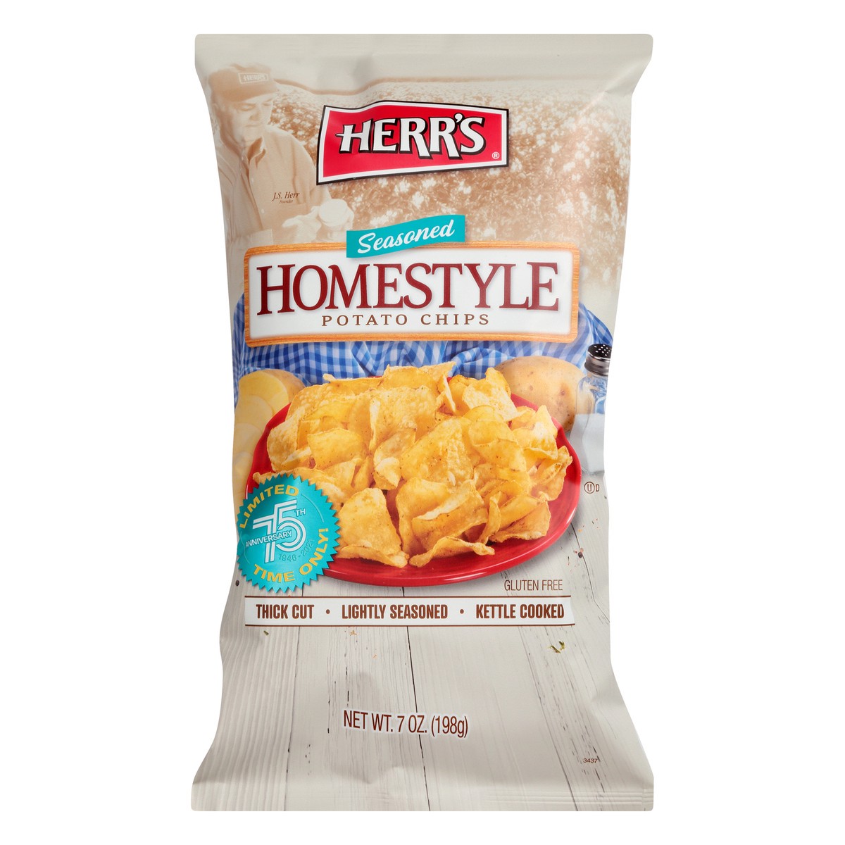 slide 2 of 13, Herr's Seasoned Homestyle Potato Chips 7 oz, 7 oz