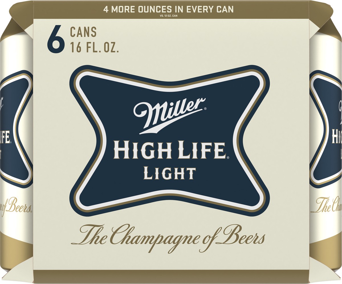 slide 5 of 13, Miller High Life Light Beer 6 - 16 fl oz Cans, 6 ct