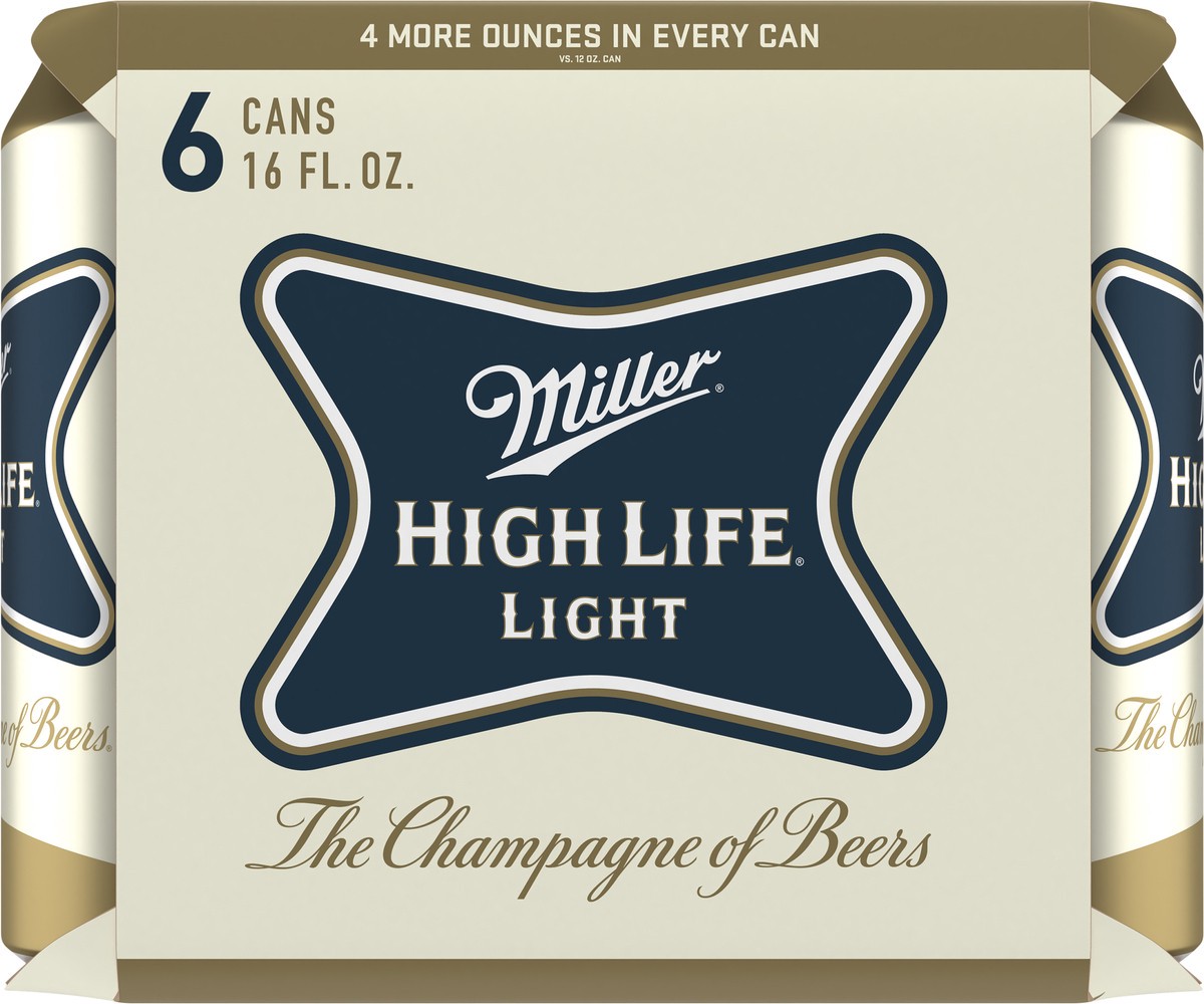slide 11 of 13, Miller High Life Light Beer 6 - 16 fl oz Cans, 6 ct