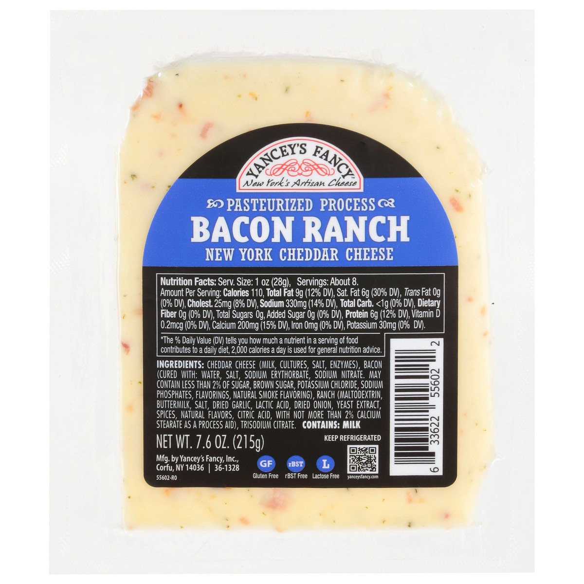 slide 14 of 14, Yancey's Fancy New York Cheddar Bacon Ranch Cheese 7.6 oz, 7.6 oz