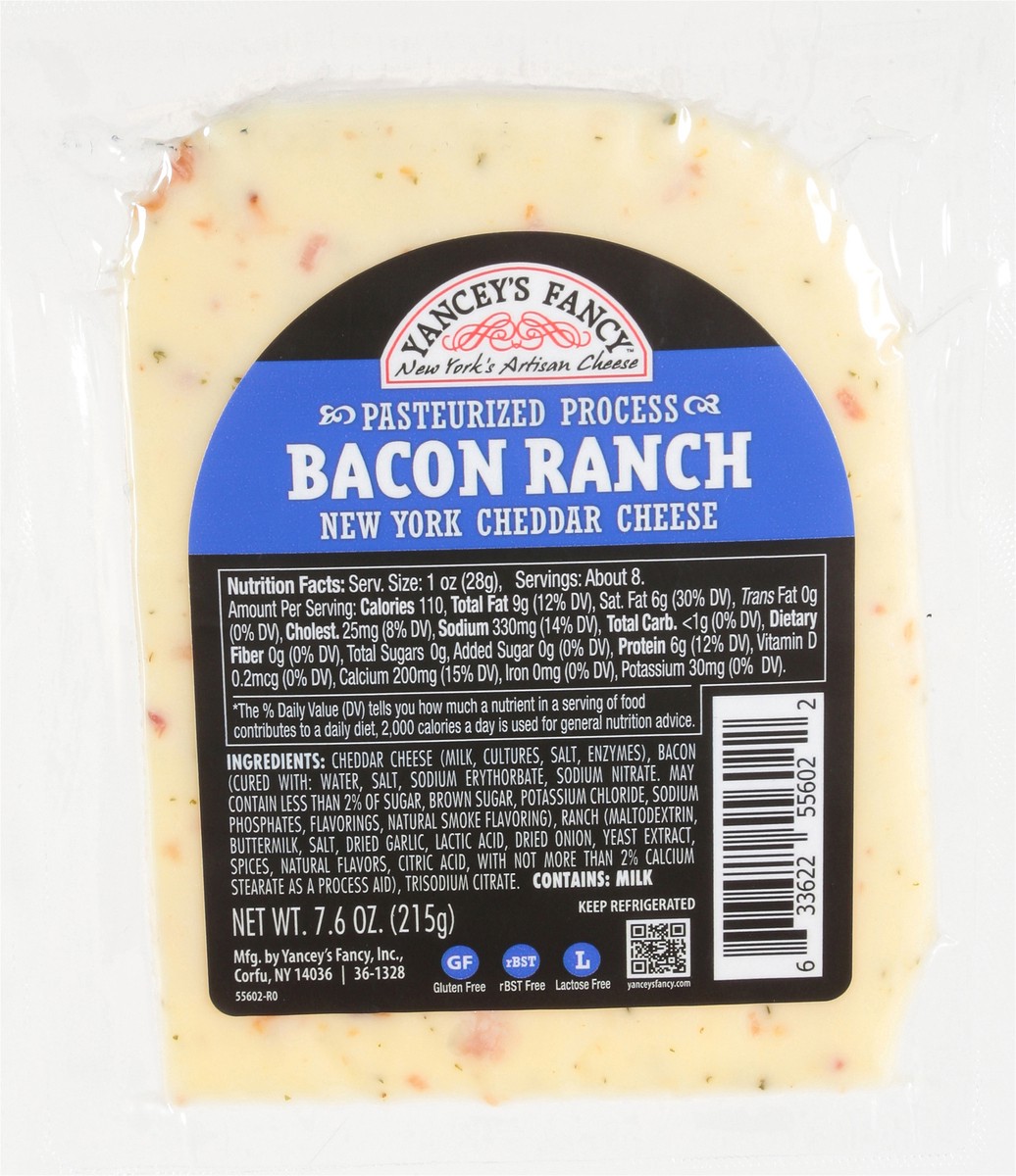slide 2 of 14, Yancey's Fancy New York Cheddar Bacon Ranch Cheese 7.6 oz, 7.6 oz