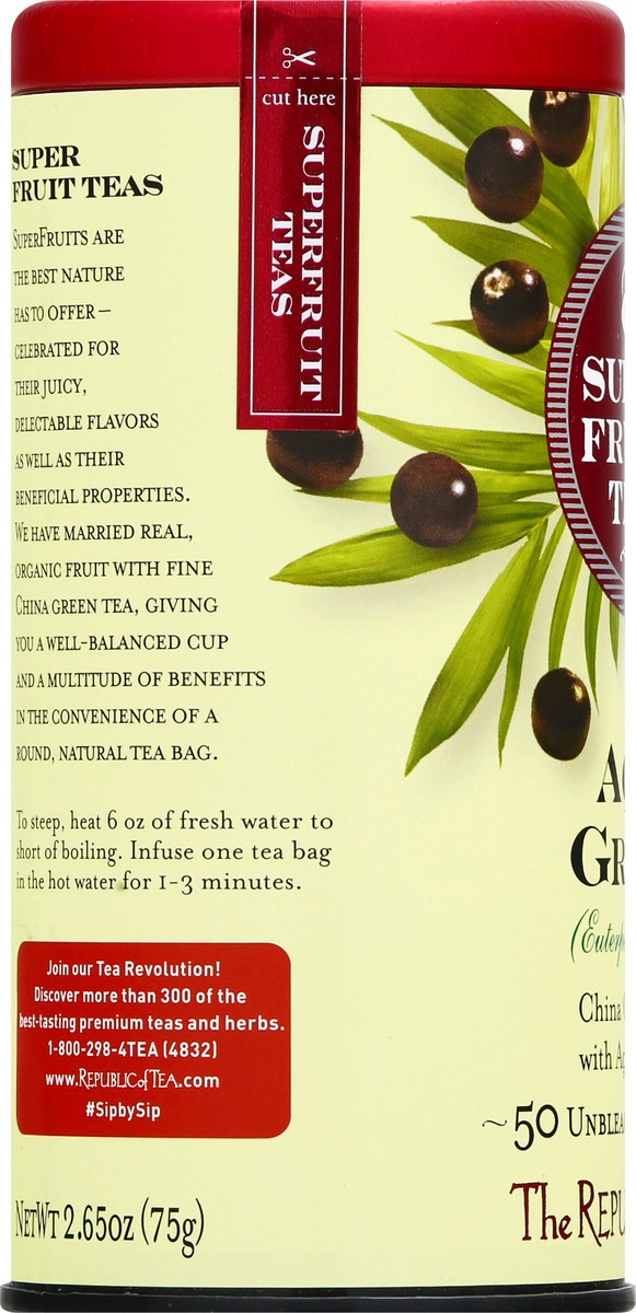 slide 6 of 9, The Republic of Tea Superfruit Tea Bags Acai Green Tea - 50 ct, 50 ct