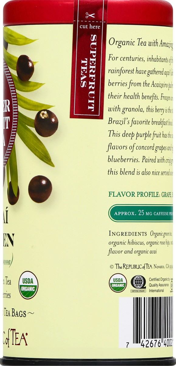 slide 3 of 9, The Republic of Tea Superfruit Tea Bags Acai Green Tea - 50 ct, 50 ct