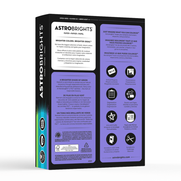 slide 4 of 7, ASTROBRIGHTS Neenah ASTROBRIGHTS Bright Color Paper - Assorted Space Colors, 500 ct