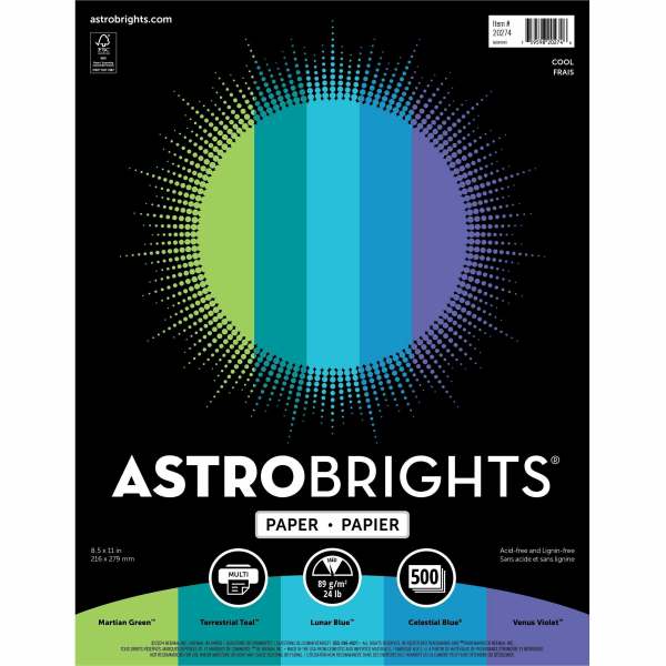 slide 5 of 7, ASTROBRIGHTS Neenah ASTROBRIGHTS Bright Color Paper - Assorted Space Colors, 500 ct