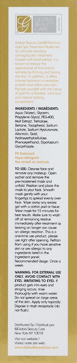 slide 2 of 5, Global Beauty Care Spa Treatment Mask 5 ea, 5 ct