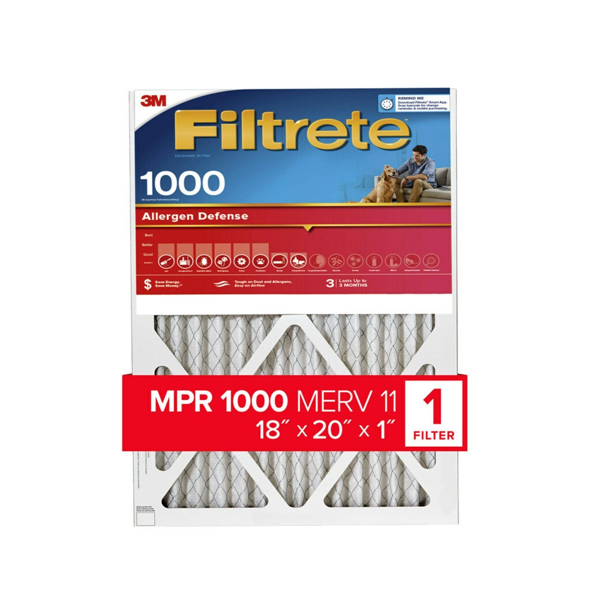 slide 1 of 1, 3M Filtrete Micro Allergen Reduction 18x20x1 Air Cleaning Filter, 1 ct