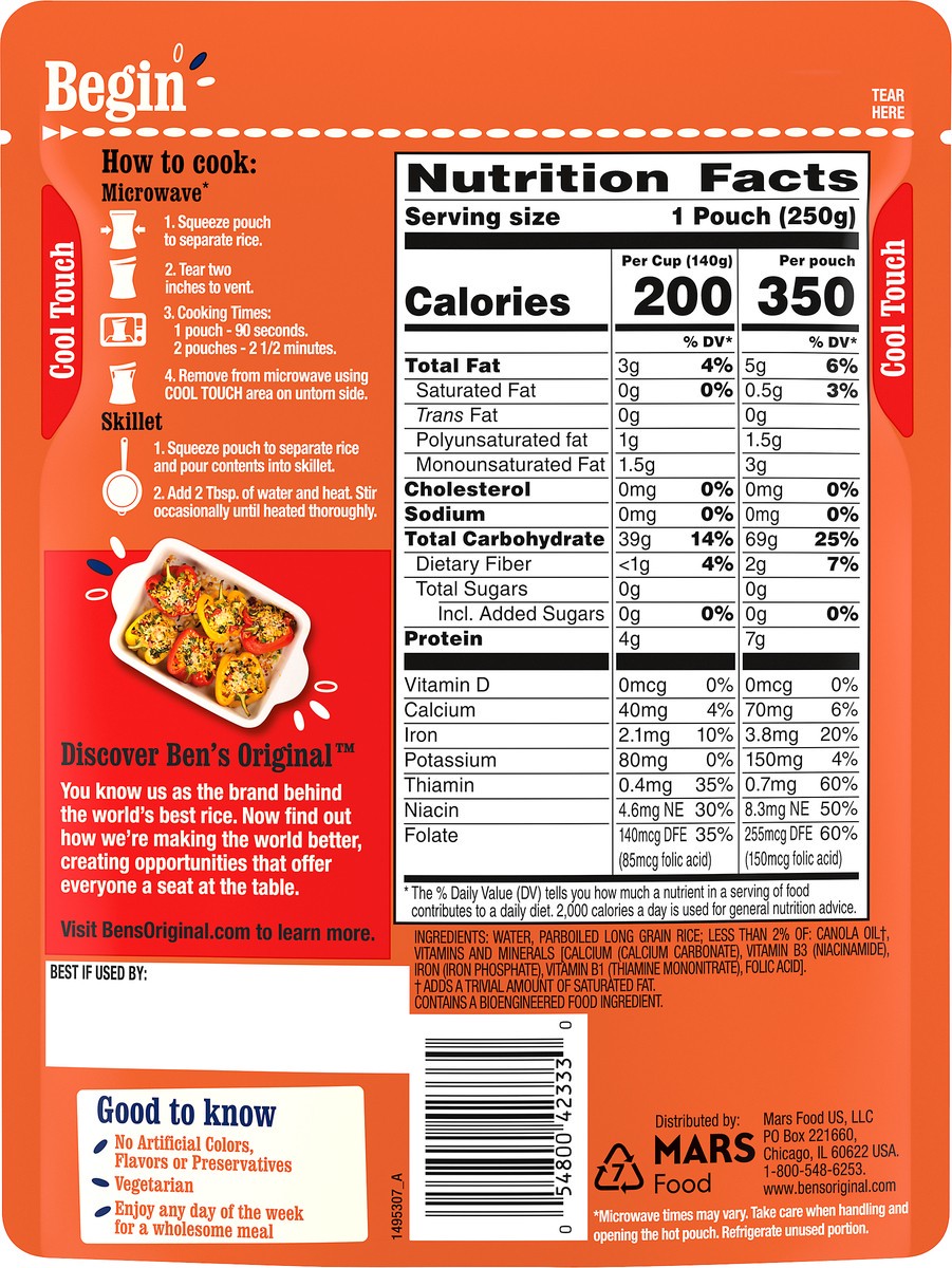 slide 9 of 13, Ben's Original White Rice, Original, Long Grain, 8.8 oz