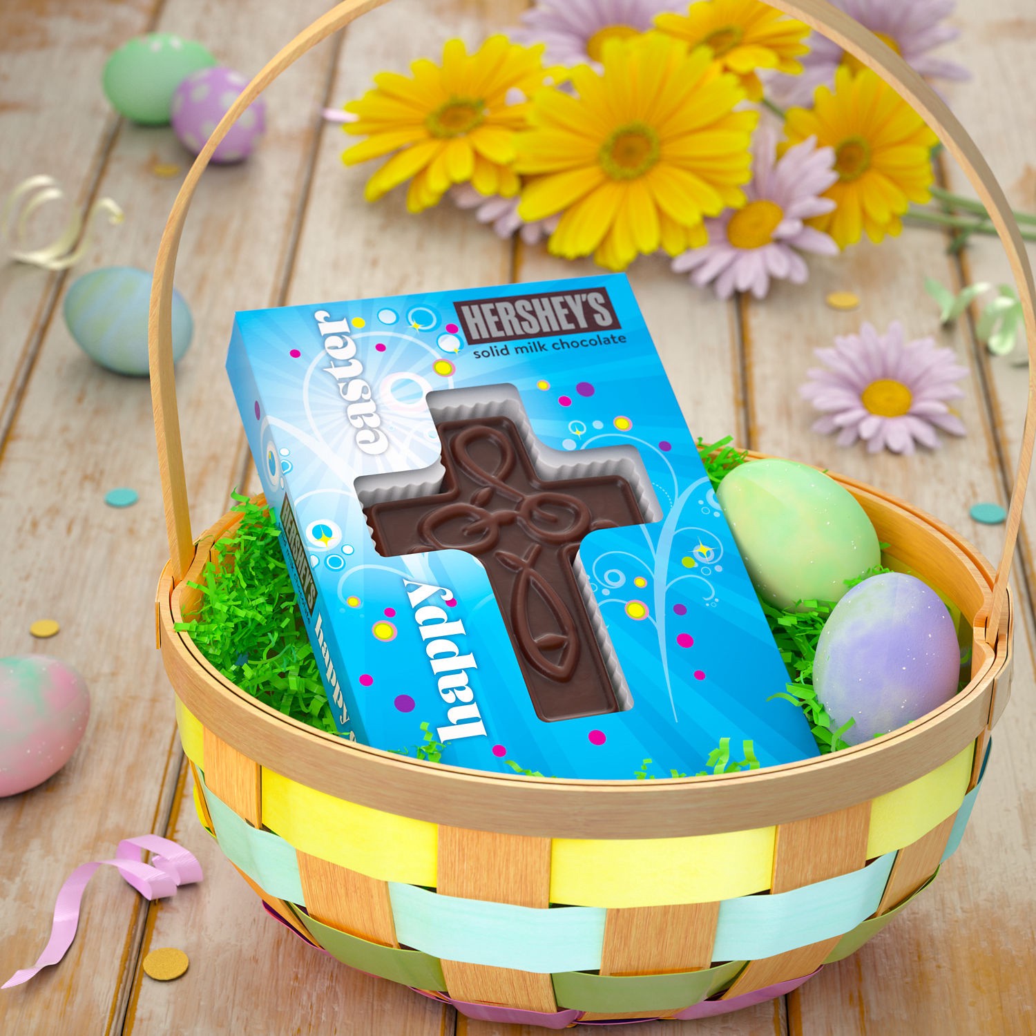 slide 5 of 8, Hershey's Solid Milk Chocolate Cross, Easter Candy Gift Box, 1.8 oz, 1.8 oz