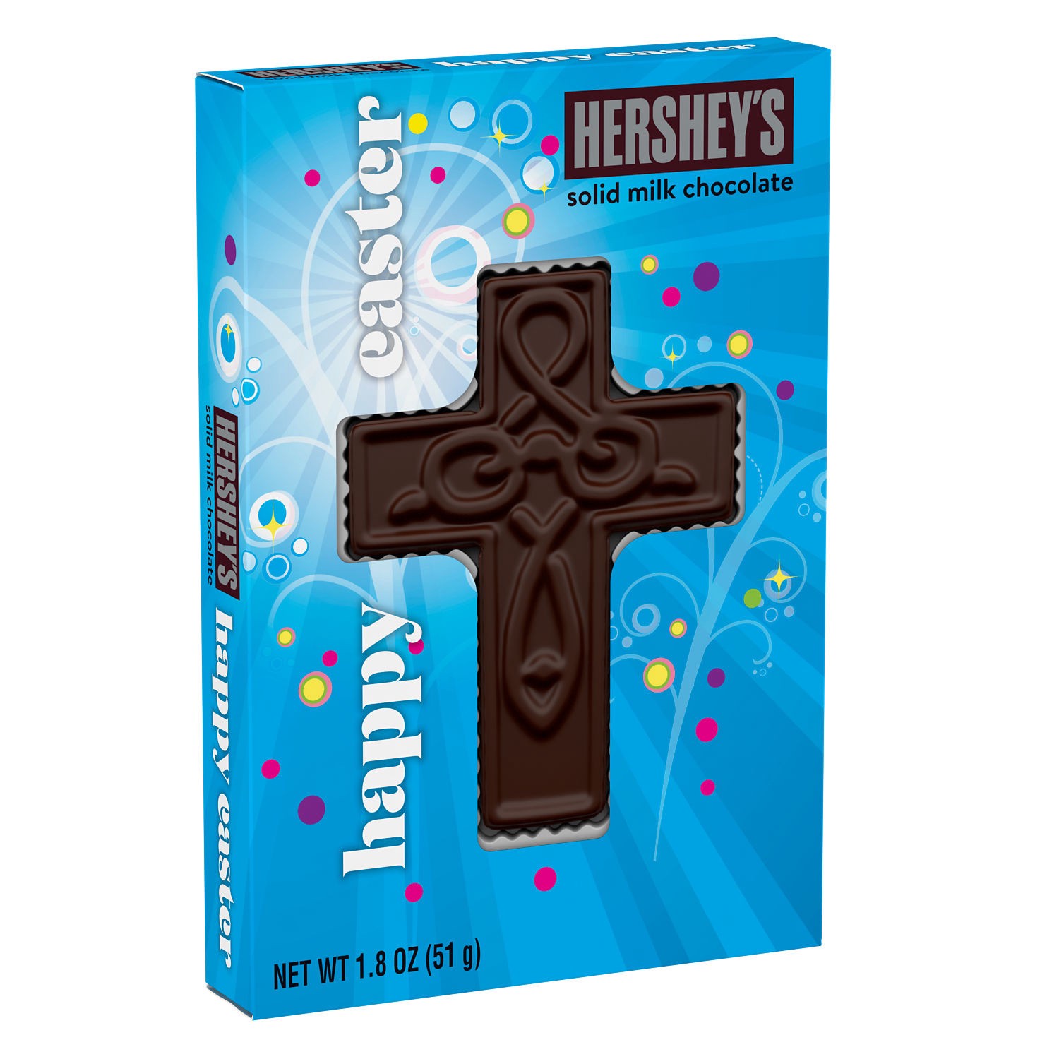 slide 1 of 8, Hershey's Solid Milk Chocolate Cross, Easter Candy Gift Box, 1.8 oz, 1.8 oz