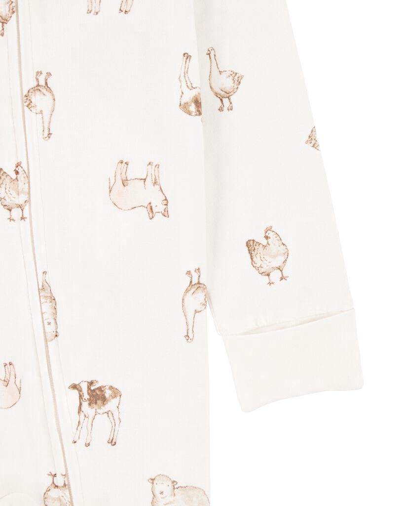 slide 3 of 3, Carter's Baby Animal Print Zip-Up PurelySoft Sleep & Play Pajamas Ivory 6M, 1 ct