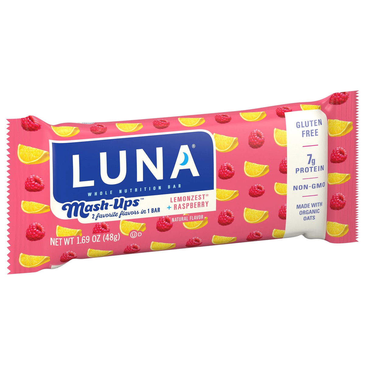 slide 6 of 9, LUNA Bar - Mash-Ups LemonZest + Raspberry Flavor - Snack Bars - Non-GMO - Gluten-Free Protein Bars - Made with Organic Oats (1 Count), 1.69 oz