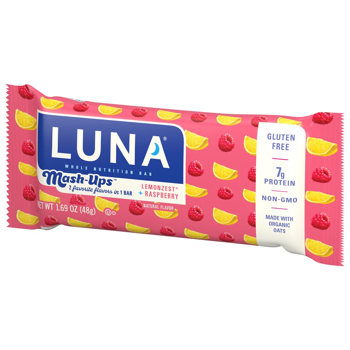 slide 3 of 9, LUNA Bar - Mash-Ups LemonZest + Raspberry Flavor - Snack Bars - Non-GMO - Gluten-Free Protein Bars - Made with Organic Oats (1 Count), 1.69 oz