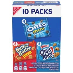 Nabisco Cookie Variety Pack, OREO Mini, Nutter Butter Bites, CHIPS AHOY! Mini, 10 Snack Packs