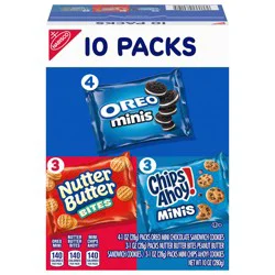 Chips Ahoy!/Nutter Butter/Oreo Nabisco Cookie Variety Pack, OREO Mini, Nutter Butter Bites, CHIPS AHOY! Mini, 10 Snack Packs