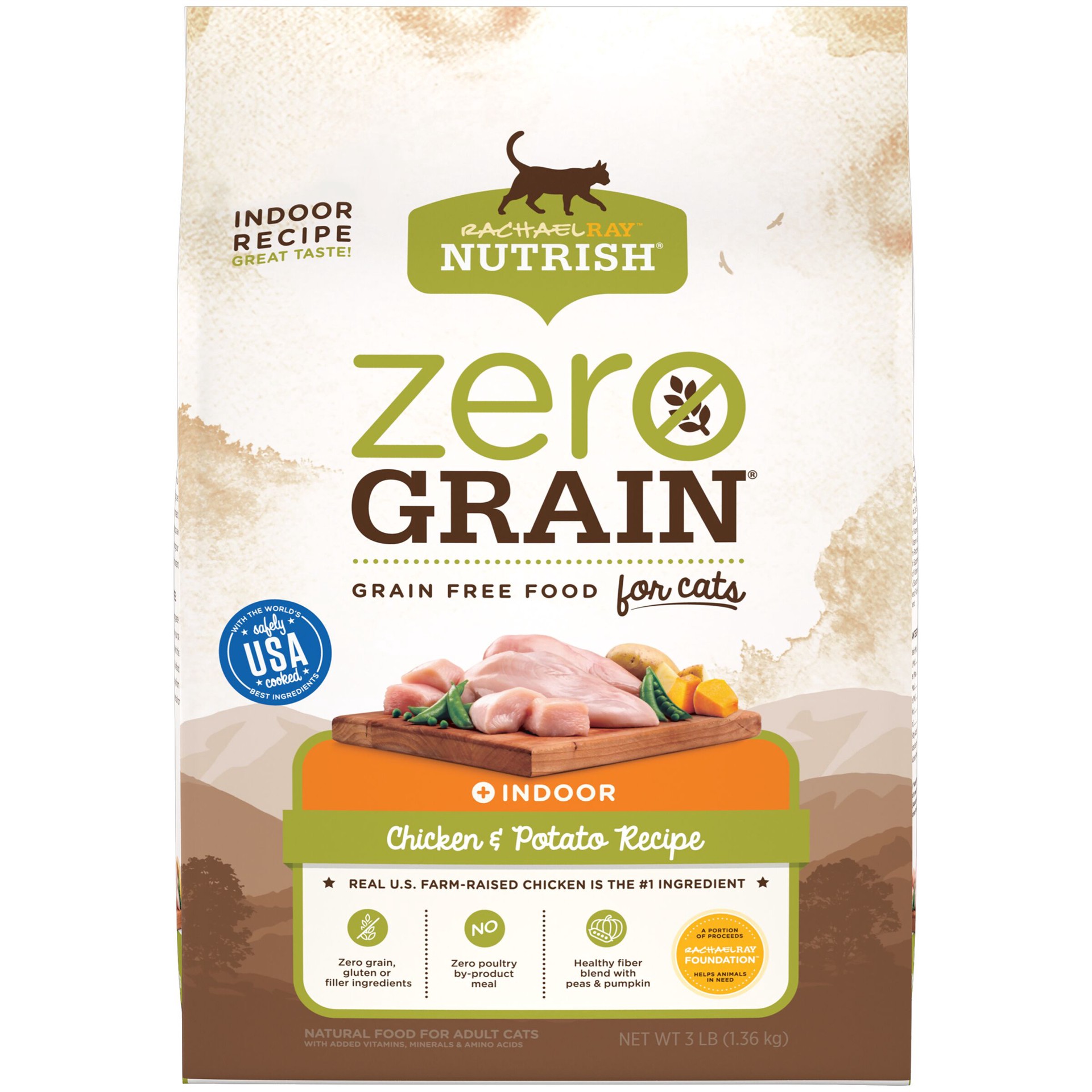 slide 1 of 4, Rachael Ray Nutrish Zero Grain Natural Dry Cat Food, Grain Free, Chicken & Potato Recipe, 3 lbs, 3 lb