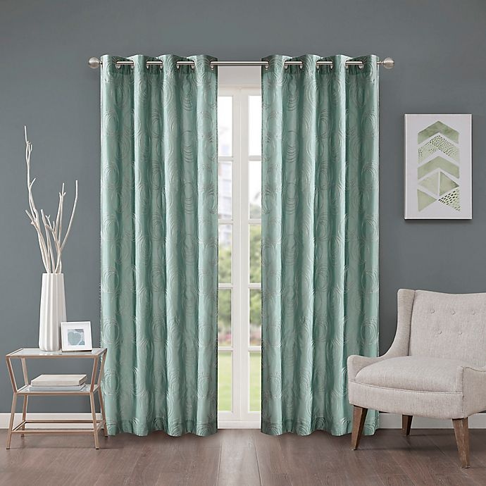 slide 1 of 1, Regency Heights Cosma Grommet Room Darkening Window Curtain Panel - Aqua, 84 in