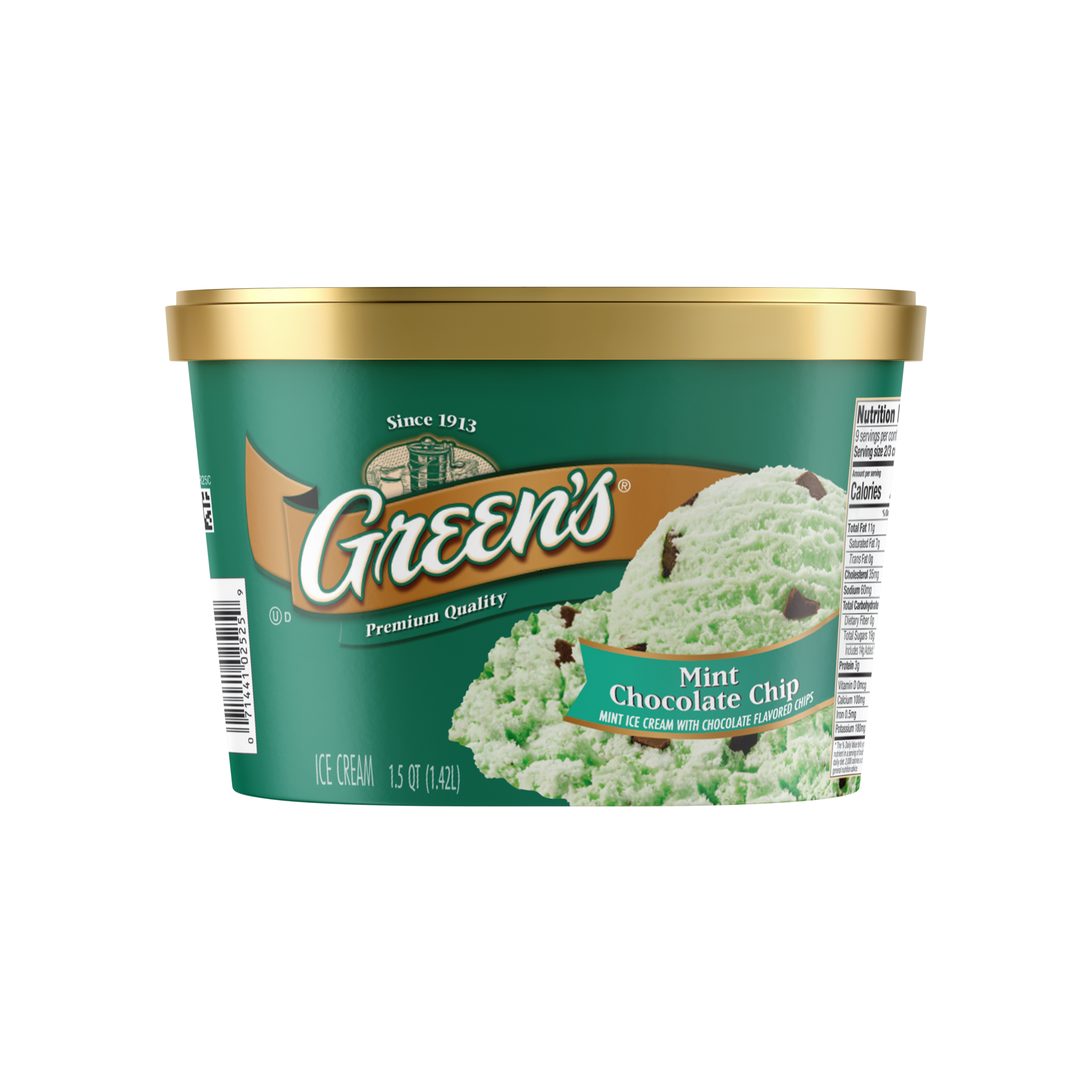 slide 1 of 10, Green's Mint Chocolate Chip Premium Ice Cream, 1.5 Quarts, 1.5 qt