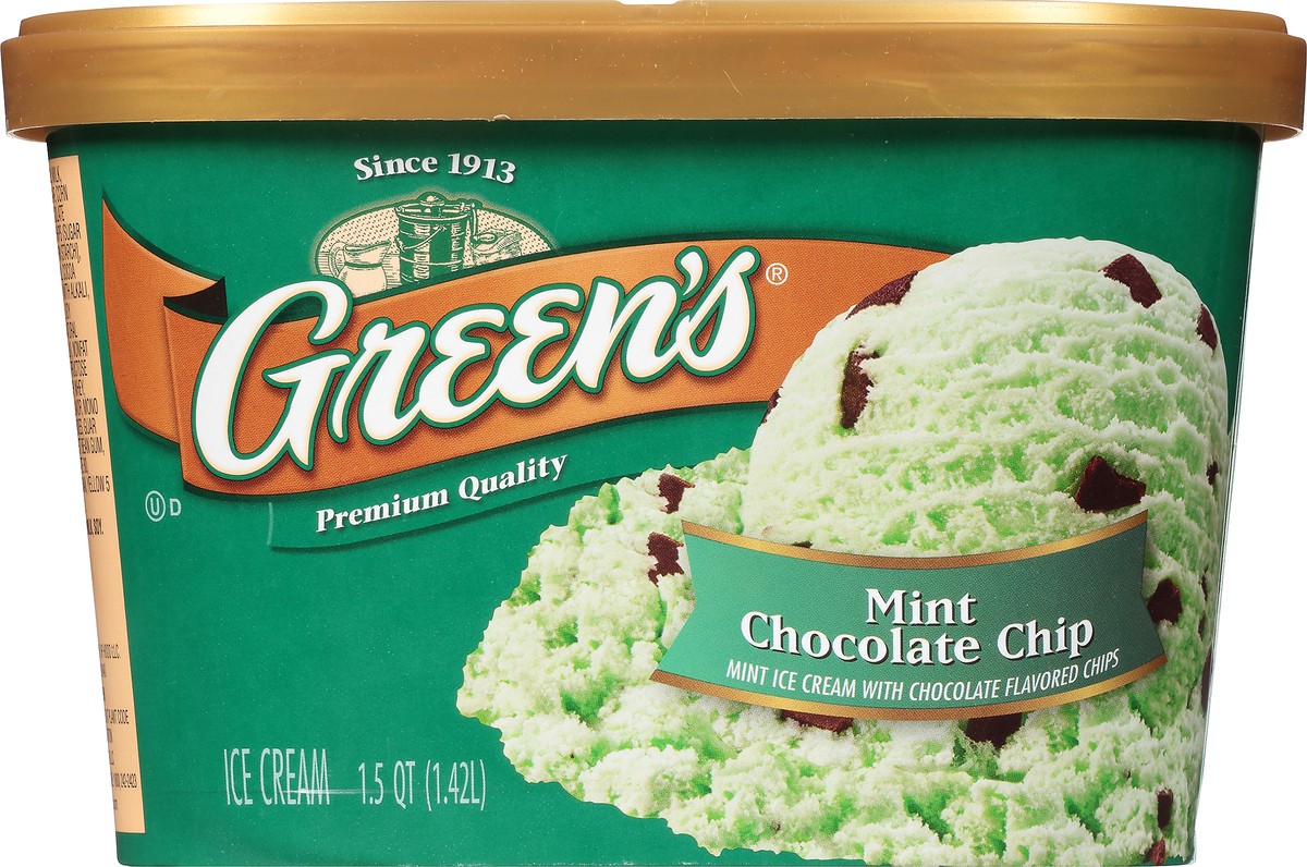 slide 2 of 10, Green's Mint Chocolate Chip Premium Ice Cream, 1.5 Quarts, 1.5 qt