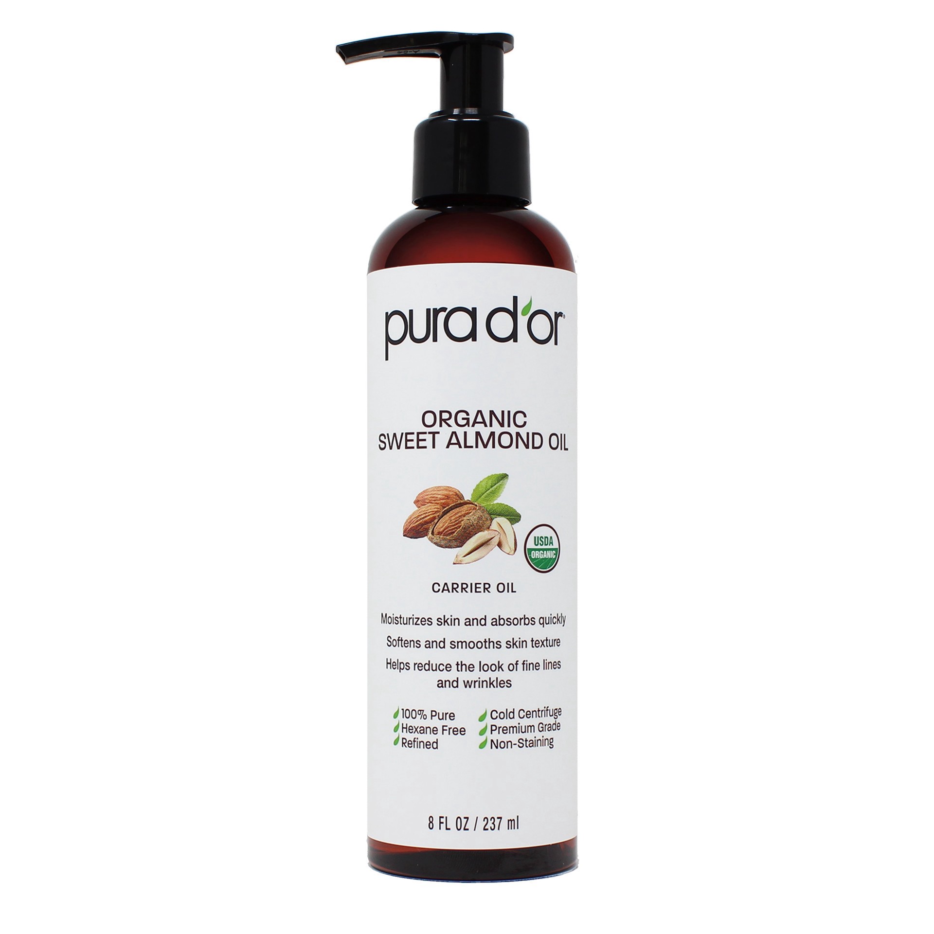 slide 1 of 1, PURA D'OR Organic Sweet Almond Oil 8 fl oz, 8 fl oz
