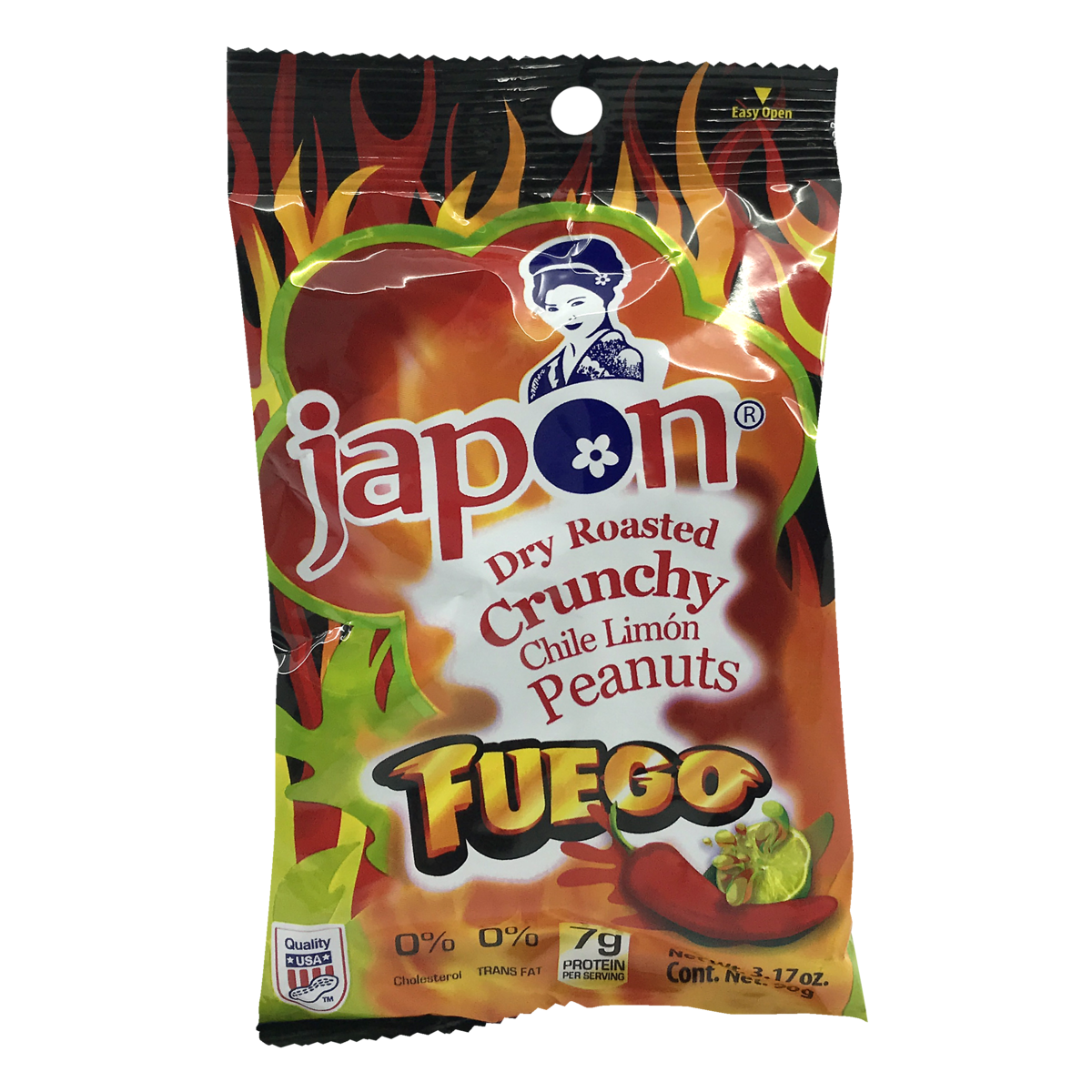 slide 1 of 1, Japon Fuego Japanese Style Crunchy Chile Limon Peanuts, 3.17 oz