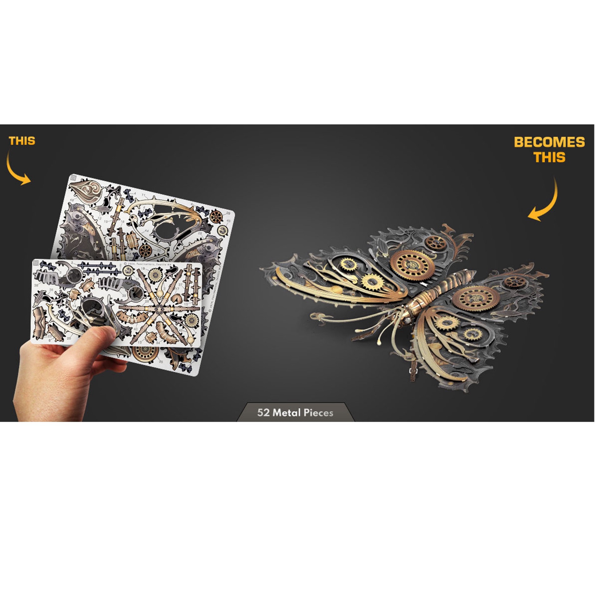 slide 6 of 8, Metal Earth Steampunk Butterfly Steel Model Kit, 3.74 in x 3.54 in x 1.5 in