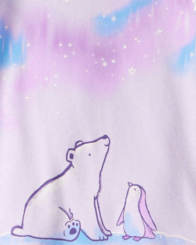 slide 3 of 3, Carter's Baby Girl Polar Bear & Penguin 100% Cotton Snug Fit 4-Piece Pajamas - Purple Lavender/Purple 6M, 4 pc