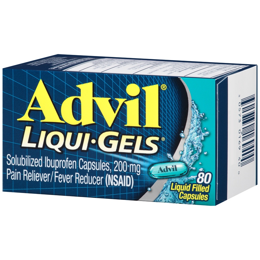 slide 4 of 7, Advil Pain Reliever & Fever Reducer Liquigels Capsules Ibuprofen Nsaid, 80 ct