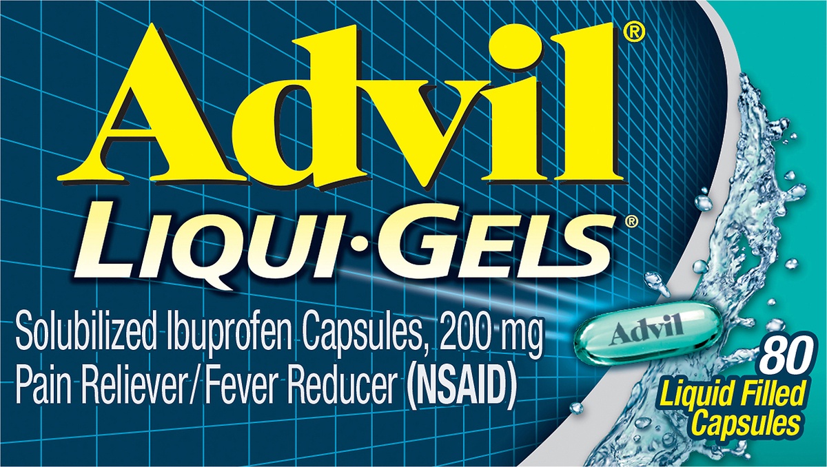 slide 6 of 8, Advil Liquid Filled Capsules 200 mg Pain Reliever/Fever Reducer 80 ea, 80 ct
