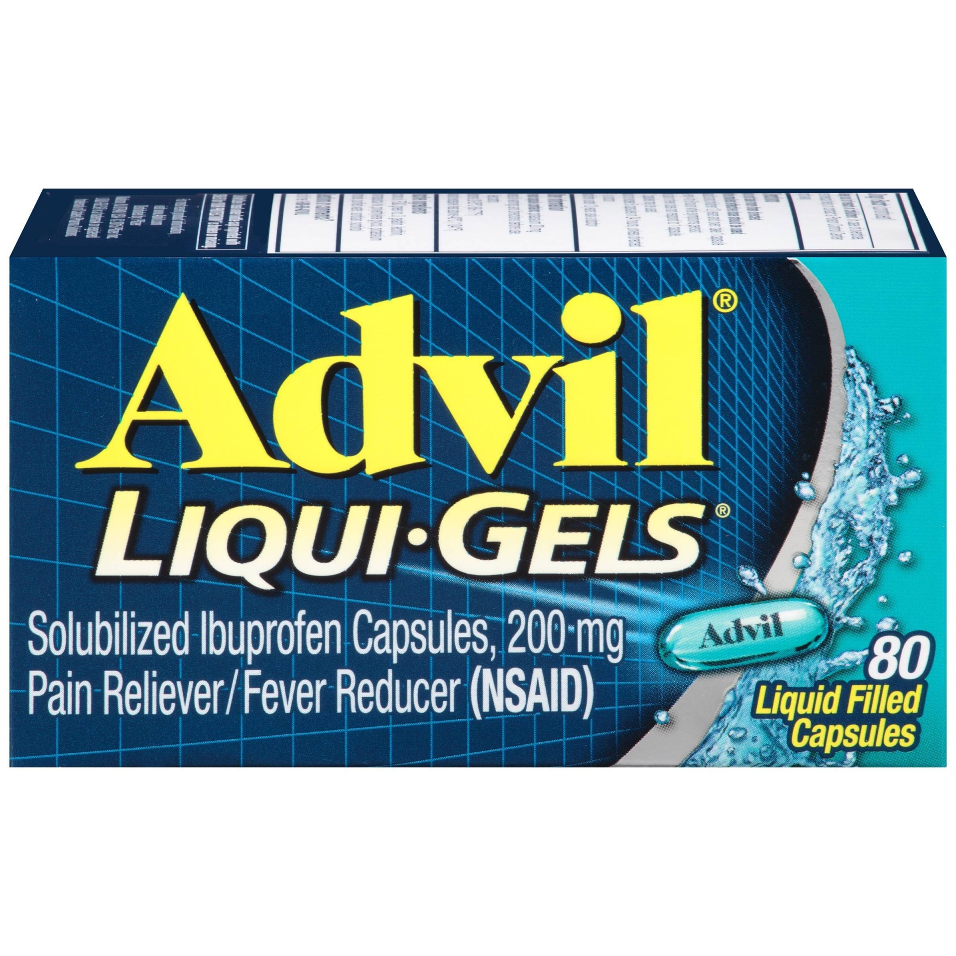 slide 1 of 7, Advil Pain Reliever & Fever Reducer Liquigels Capsules Ibuprofen Nsaid, 80 ct