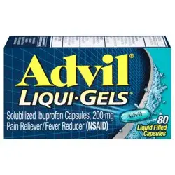 Advil Liqui-Gels Pain Reliever and Fever Reducer, Ibuprofen 200mg for Pain Relief - 80 Liquid Filled Capsules