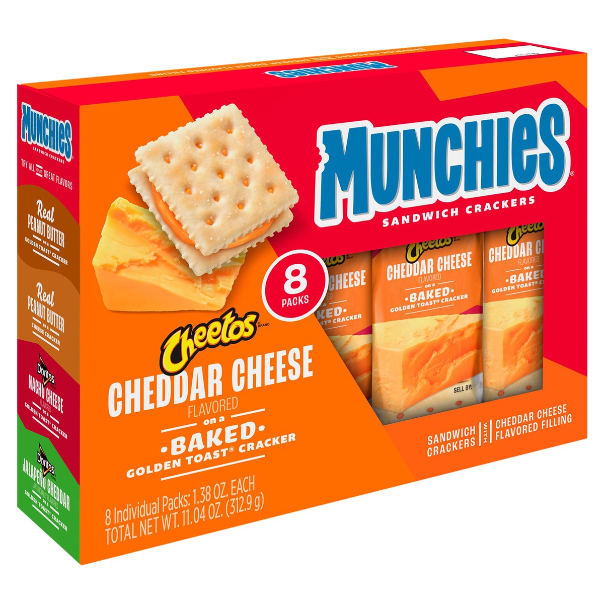 slide 7 of 9, Munchies Cheetos Sandwich Crackers Cheddar Cheese Flavored 1.38 Oz, 8 Count, 8 ct