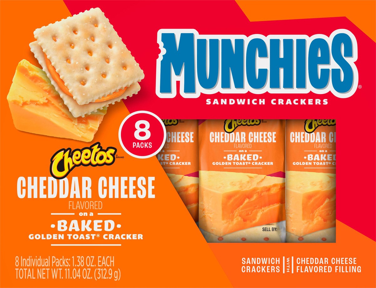 slide 8 of 9, Munchies Cheetos Sandwich Crackers Cheddar Cheese Flavored 1.38 Oz, 8 Count, 8 ct