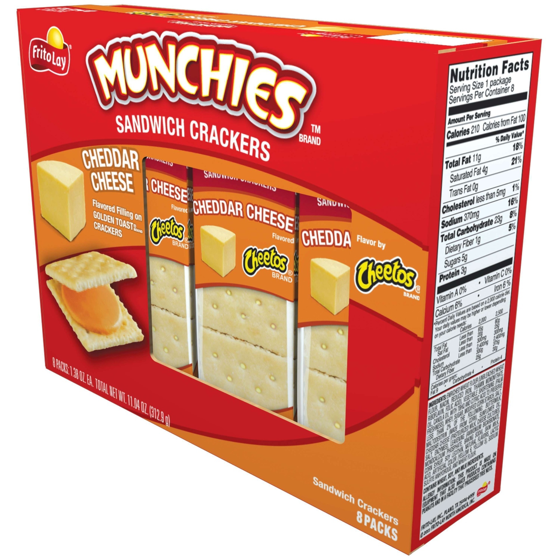 slide 1 of 2, Munchies Cheddar Cheese Sandwich Crackers, 8 ct; 1.38 oz
