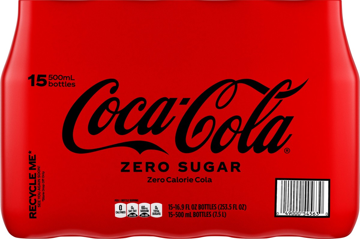 slide 8 of 10, Coca-Cola Zero Sugar Bottles, 16.9 fl oz, 15 Pack, 15 ct