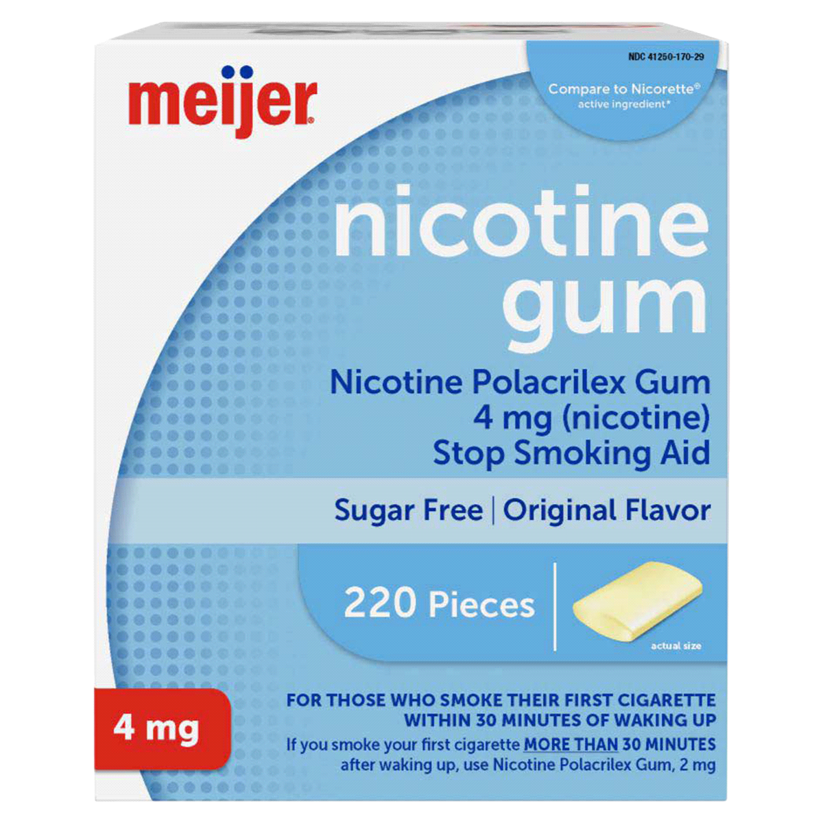 slide 1 of 29, Meijer Nicotine Polacrilex Uncoated Gum (nicotine), Original Flavor, 4 mg, 220 ct